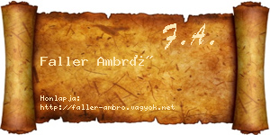 Faller Ambró névjegykártya